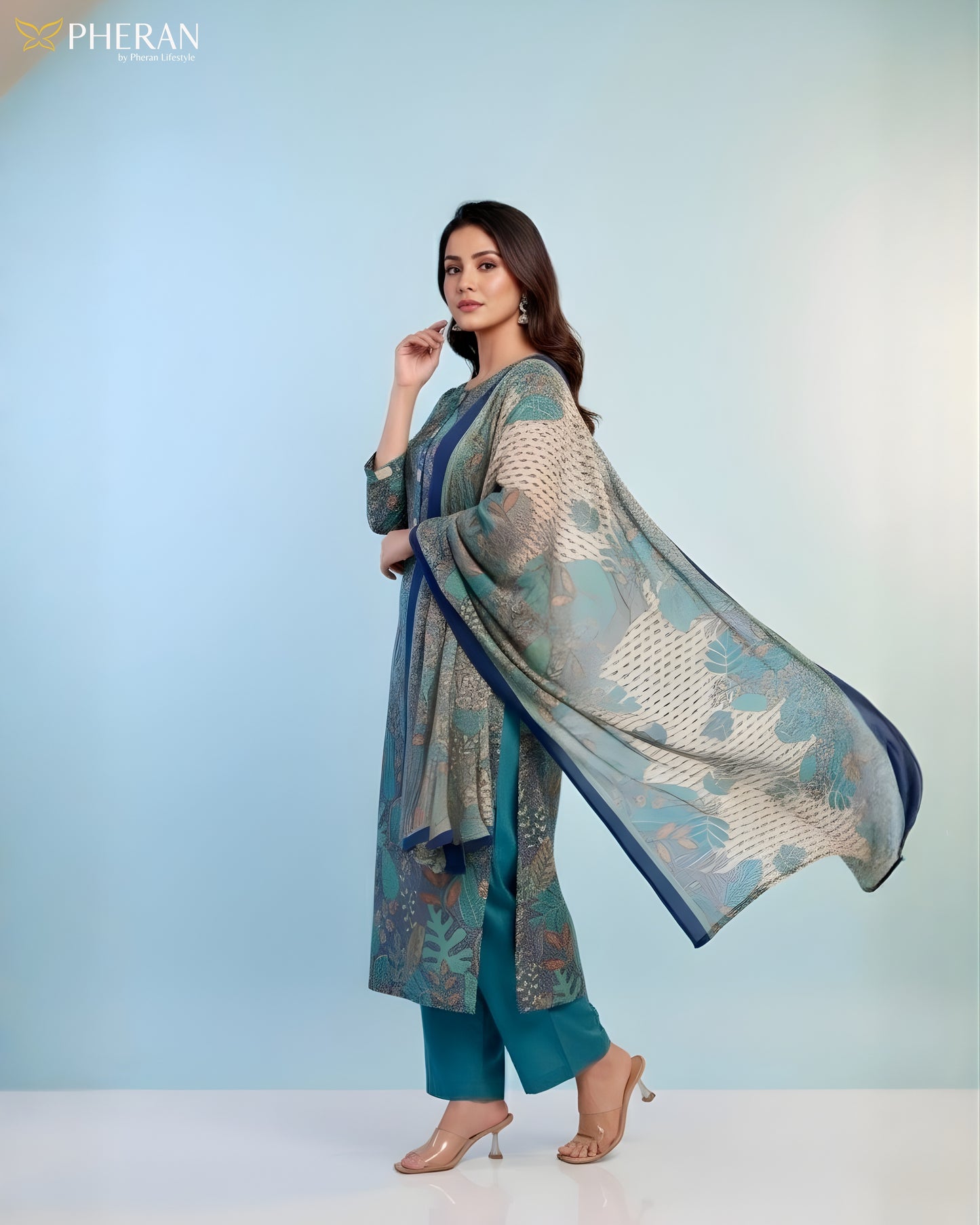 Pheran Women’s Stitched Suit Set with Dupatta AM81