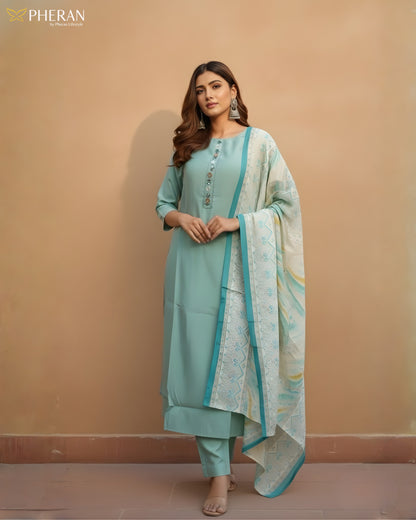Pheran Women’s Stitched Suit Set with Dupatta AM84