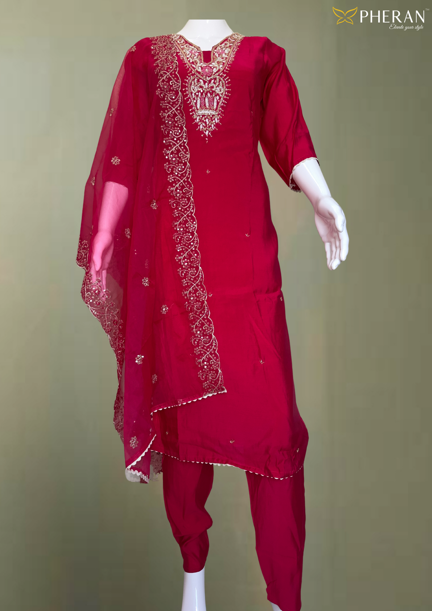 Pink (Rani) Hand-Embroidered Suit (BO-DN-266)