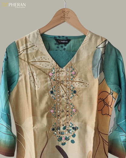 Pheran Women's Abstract Floral Print Suit Set  AM82