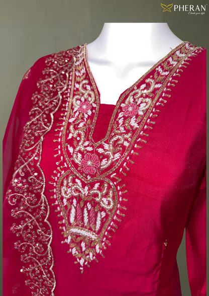 Pink (Rani) Hand-Embroidered Suit (BO-DN-266)