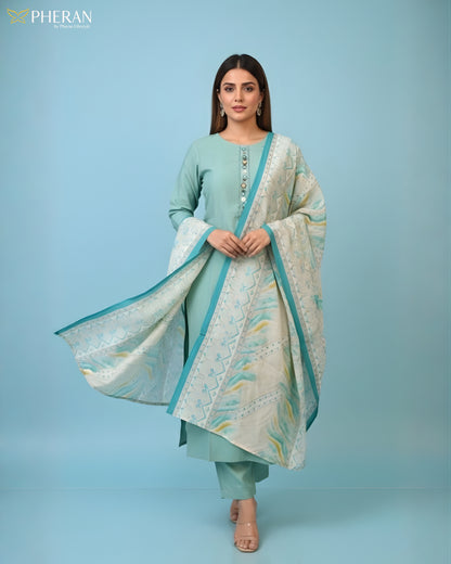 Pheran Women’s Stitched Suit Set with Dupatta AM84