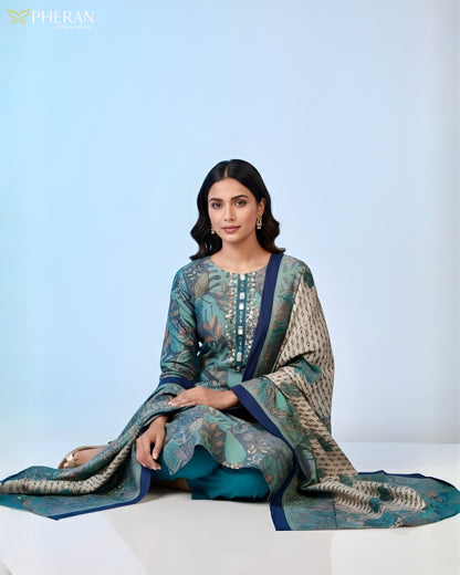 Pheran Women’s Stitched Suit Set with Dupatta AM81