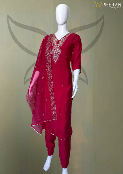 Pink (Rani) Hand-Embroidered Suit (BO-DN-266)