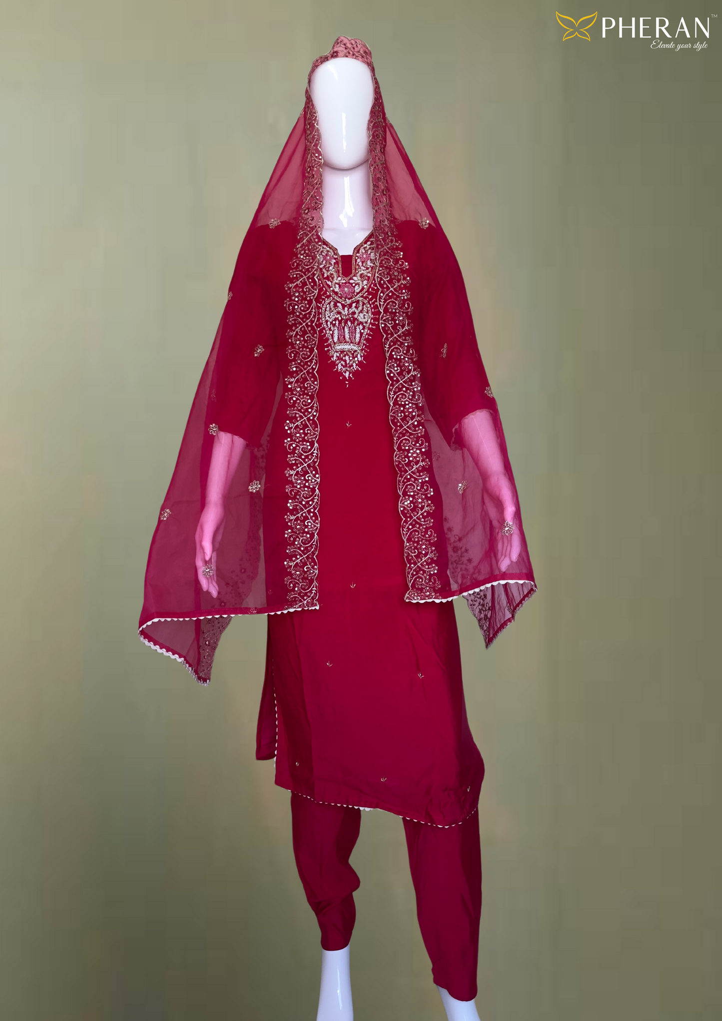 Pink (Rani) Hand-Embroidered Suit (BO-DN-266)