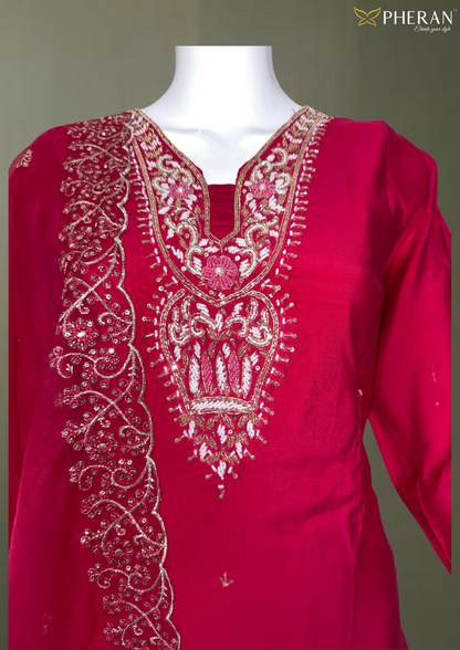 Pink (Rani) Hand-Embroidered Suit (BO-DN-266)