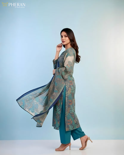 Pheran Women’s Stitched Suit Set with Dupatta AM81