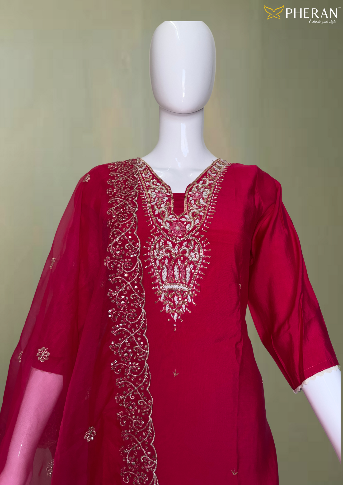 Pink (Rani) Hand-Embroidered Suit (BO-DN-266)